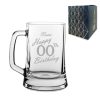 Engraved  Tankard Beer Mug Stein Happy 20,30,40,50... Birthday Handwritten Design Gift Boxed