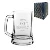 Engraved  Tankard Beer Mug Stein Happy 20,30,40,50... Birthday Banner Design Gift Boxed