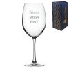 Personalised Engraved Mega Pint Glass, Fits a Whole Bottle of Wine, Novelty Gift, Bold Design