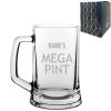 Personalised Engraved Mega Pint Beer Glass, Novelty Tankard, Modern Design