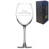 Engraved Happy Anniversary Wine Glass, Any Message, 19oz Enoteca, Handwritten Design
