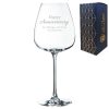 Engraved Happy Anniversary Wine Glass, Any Message, 12oz Cepages, Handwritten Design