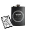 Engraved 8oz Black Hip flask with Circle border