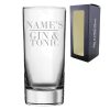 Personalised Engraved Novelty Side Hiball Tumbler, "Name's Gin and Tonic", Gift Boxed, The Perfect Gift for Gin Lovers for Birthdays, Christmas
