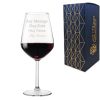 Engraved Red Wine Glass, Allegra 490ml Glass, Gift Boxed