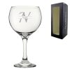 Engraved Cubata Gin Glass, Initial and Name, Italic Font