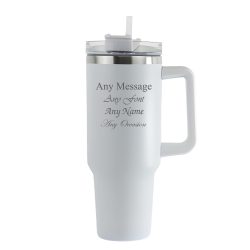 Engraved Extra Large White Travel Cup 40oz/1135ml, Any Message