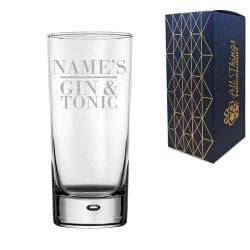 Personalised Engraved Novelty Bubble Hiball Tumbler, "Name's Gin and Tonic", Gift Boxed, The Perfect Gift for Gin Lovers for Birthdays, Christmas