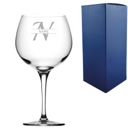 Engraved Primeur Gin Glass, Initial and Name, 680ml, Italic Font