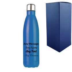Printed Blue Thermal Bottle, Any Message, Stainless Steel 500ml/17oz