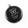 Engraved 5oz Round Black Hip Flask Happy Custom Number Birthday