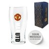 Engraved Manchester United 20oz Tulip Pint Glass, Gift Boxed