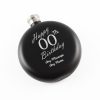 Engraved 5oz Round Black Hip Flask Happy Custom Number Birthday