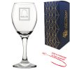 Engraved Wine Glass with Baldi Design, Add a Personalised Message to the Reverse