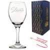 Engraved Wine Glass with Slainte Script Design, Add a Personalised Message to the Reverse