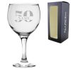 Engraved Gin Balloon Cocktail Glass with Name in 50 Design