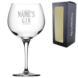 Engraved Primeur Gin Balloon Cocktail Glass with Name's Gin Serif Design, Personalise with Any Name