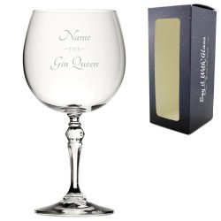 Engraved Crystal Gin and Tonic Cocktail Glass with The Gin Queen Design, Personalise with Any Name
