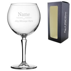 Engraved Hudson Gin Balloon with Line Break Design, Personalise with Any Name and Message