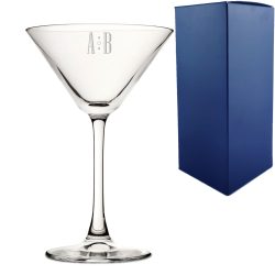 Engraved Enoteca Martini Cocktail Glass with Initials Design, Personalise with Any Name