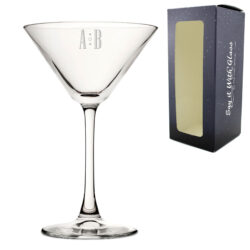 Engraved Enoteca Martini Cocktail Glass with Initials Design, Personalise with Any Name