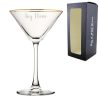 Engraved 7.5oz Gold Rim Martini Cocktail Glass with Script Name, Personalise with Any Name