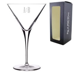 Engraved Allegro Martini Cocktail Glass with Initials Design, Personalise with Any Name