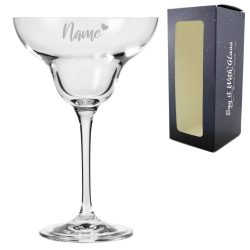 Engraved Infinity Margarita Cocktail Glass with Name with Heart Design, Personalise with Any Name