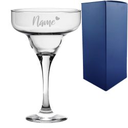 Engraved 295ml Margarita Cocktail Glass with Name with Heart Design, Personalise with Any Name