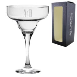 Engraved 295ml Margarita Cocktail Glass with Initials Design, Personalise with Any Name