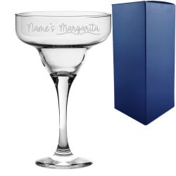 Engraved 295ml Margarita Cocktail Glass with Name's Margarita Design, Personalise with Any Name
