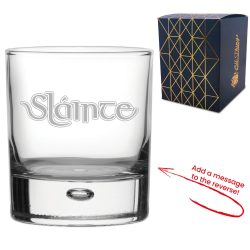 Engraved Whisky Glass with Slainte Celtic Design, Add a Personalised Message to the Reverse