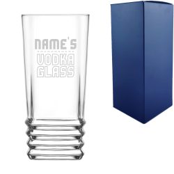 Personalised Engraved Vodka Elegan Hiball with 'Name's Vodka Glass' Design