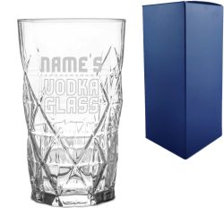 Personalised Engraved Vodka Keops Hiball with 'Name's Vodka Glass' Design