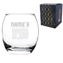 Personalised Engraved Vodka Short Tondo Tumbler with 'Name's Vodka Glass' Design