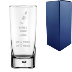 Personalised Engraved Vodka Bubble Hiball with 'Name's Vodka Glass and Mixer' Design