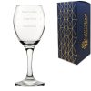 Personalised Engraved Pure Wine Glass with Name's Glass Serif Measurements Design, Customise with Any Name