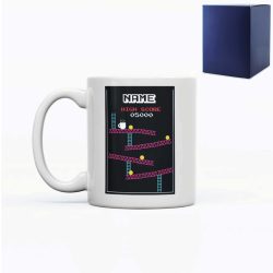 Printed Mug with Name Retro Arcade Game Design, Gift Boxed, Personalise with any name for any gamer