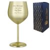 Engraved Matte Gold Metal Wine Glass