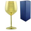 Engraved Gold Metal Wine Glass