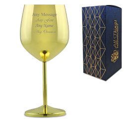Engraved Gold Metal Wine Glass
