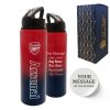 Official Printed Metal Arsenal Bottle, Personalise Any Message, Gift Boxed