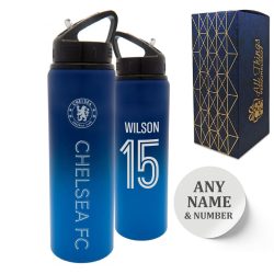 Official Printed Metal Chelsea Bottle, Personalise Any Number, Gift Boxed