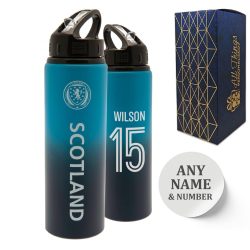 Official Printed Metal Scottland Bottle, Personalise Any Number, Gift Boxed