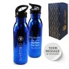 Official Printed Chelsea Metallic Water Bottle, Personalise Any Message, Gift Boxed