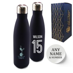 Official Printed Tottenham Thermal Bottle Painted, Personalise Name and Number, Gift Boxed