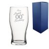 Engraved Tulip Pint Glass Custom Number Birthday Handwritten Design