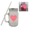 Colour Printed Mason Jar with Name in Heart Design