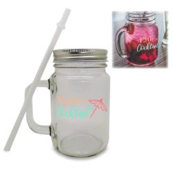 Colour Printed Mason Jar with Name's Cocktail Design