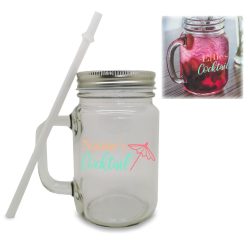 Colour Printed Mason Jar with Name's Cocktail Design